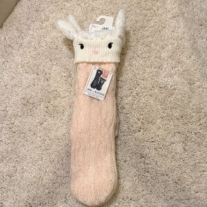 Jane and bleeckerlamb pink white gripper knee high sock 5-10.5 fuzzy non skid